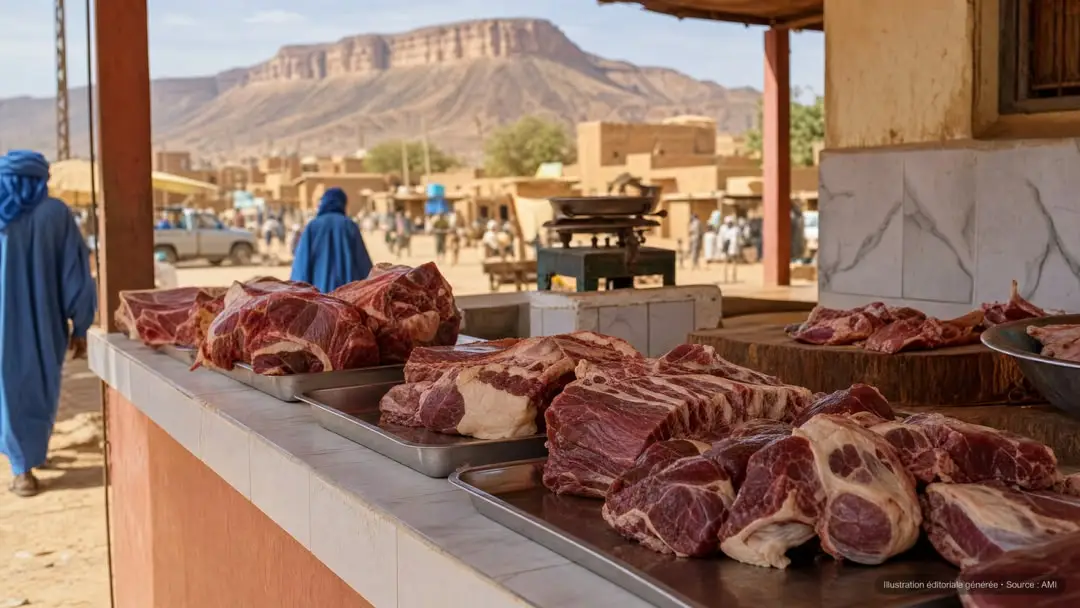 une boucherie au Tagant, Mauritanie